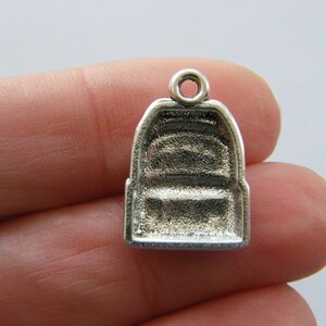 10 Backpack charms antique silver tone CA93 image 3