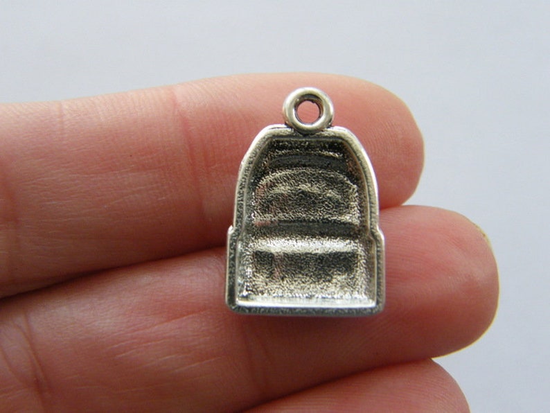 10 Backpack charms antique silver tone CA93 image 3