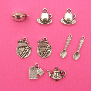 The Tea For Two Collection - 9 Antique silver tone charms