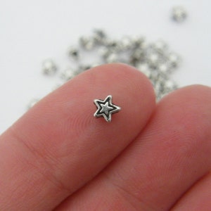 BULK 400 Star spacer beads 4mm antique silver tone S22 image 1