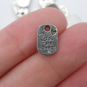 BULK 50 You are loved charms antique silver tone M39  - SALE 50% OFF