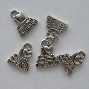 8 I love to read charms antique silver tone P449 image 3