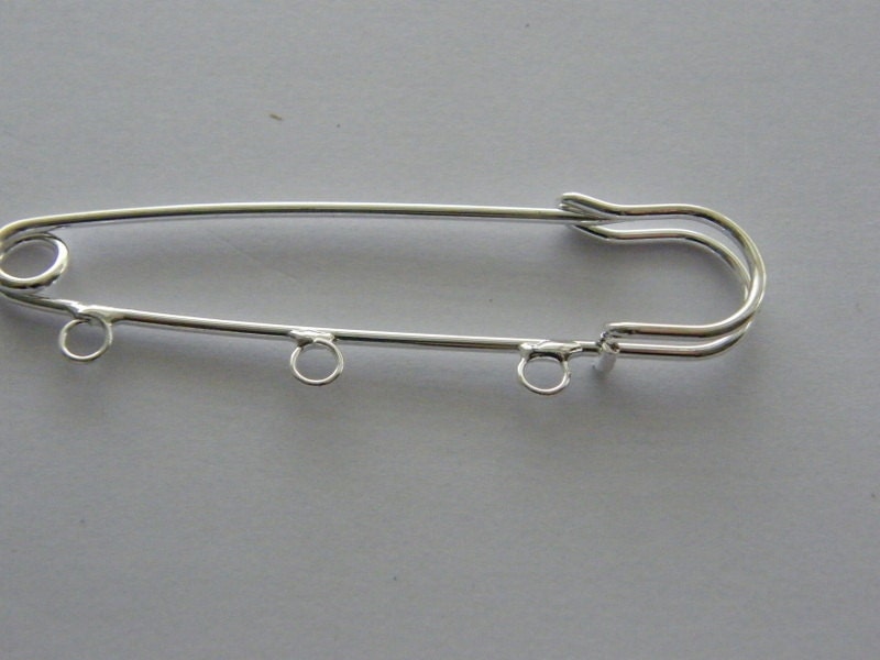 20 Safety Pin Brooches Silver Plated 3 Loops Large FS471 Etsy