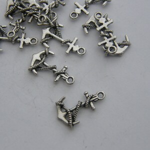 BULK 50 Anchor charms antique silver tone FF25 image 5