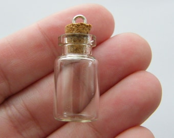 10 Mini glass bottles with corks  screw GB29