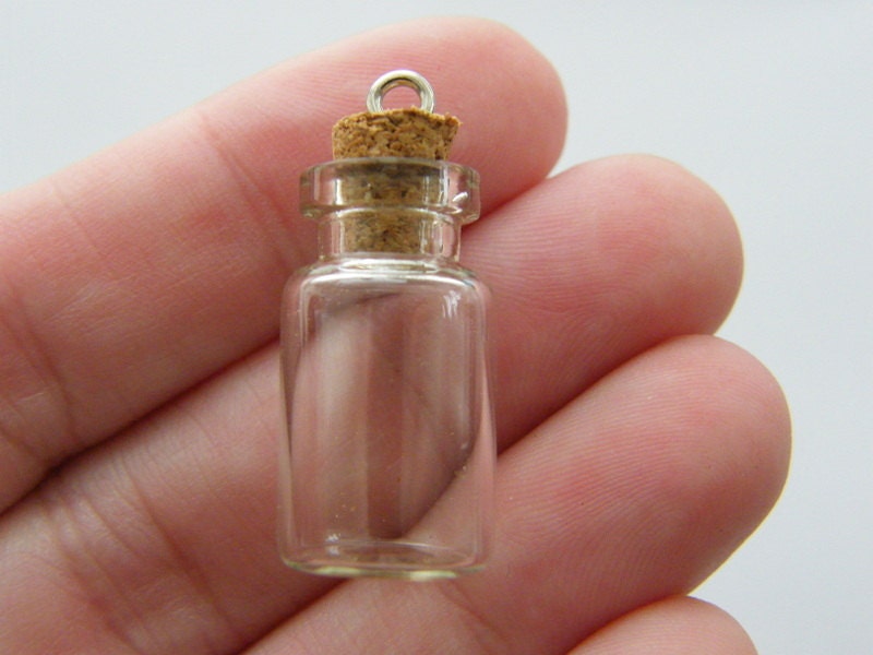 10 Mini Glass Bottles With Corks Screw GB29 Etsy UK