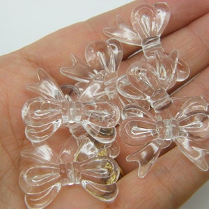 20 Bow beads clear transparent acrylic CT222