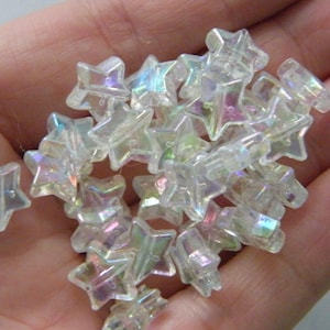 100 Star beads clear AB transparent acrylic AB81