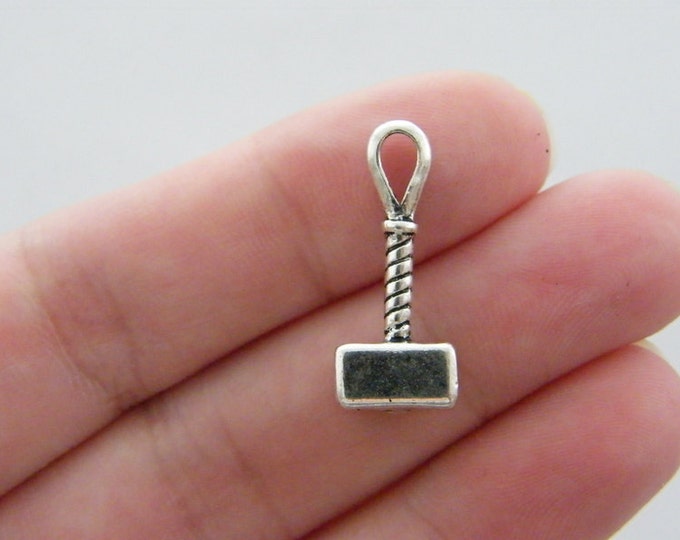 BULK 30 Mjolnir Hammer Charms Antique Silver Tone SW51 Etsy