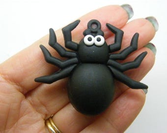 8 Spider Halloween-hangers zwart wit PVC-kunststof HC 02D