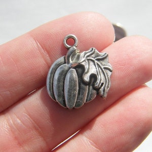 BULK 30 Pumpkin charms antique silver tone FD282