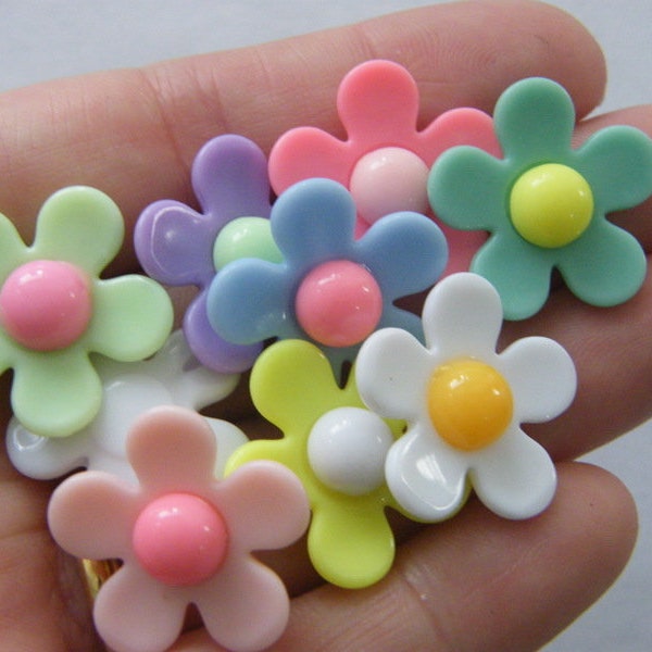 8 Flower beads random mixed acrylic F370