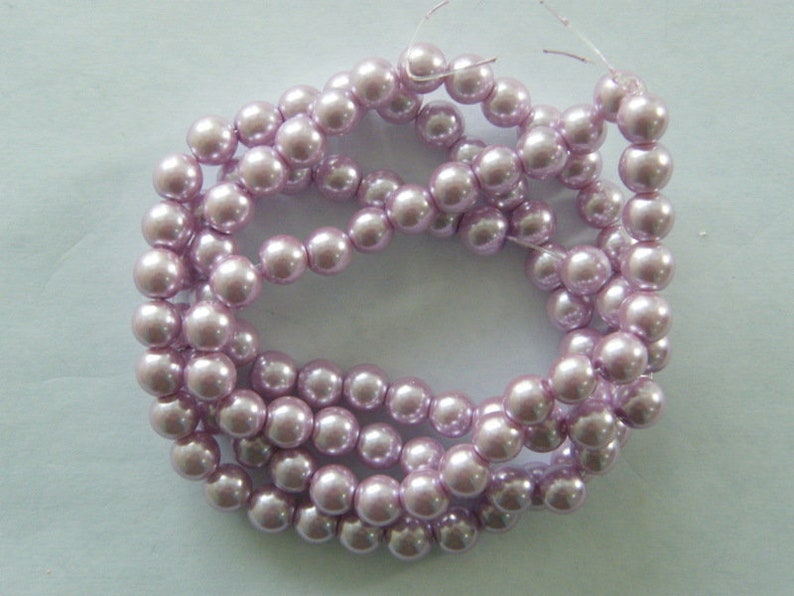 100 Lilac purple imitation pearl glass beads B206