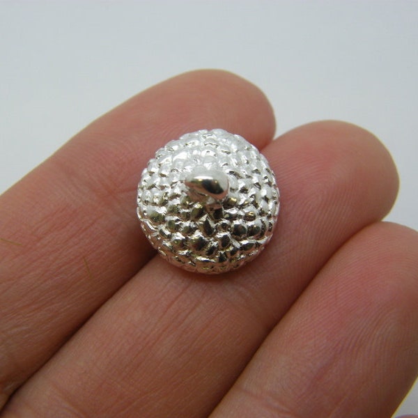 4 Acorn cap charms silver plated tone L364