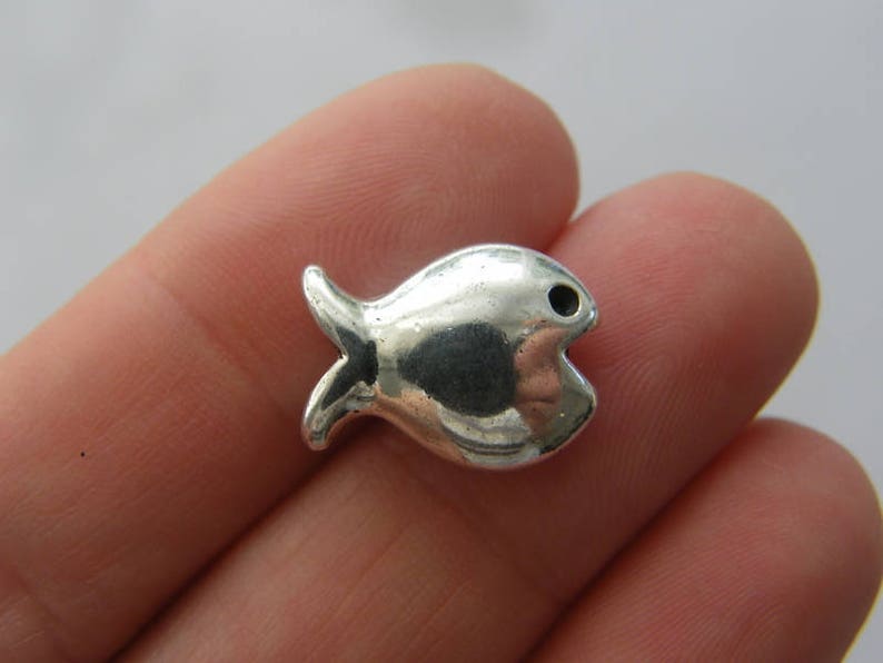 BULK 50 Fish spacer beads antique silver tone FF347