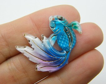 20 Goldfish Fish Pendants Green Blue Purple Pink Acrylic