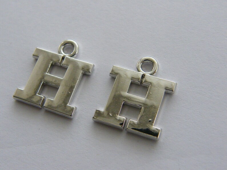 4 Letter H Greek Rhodium Plated M490 Etsy