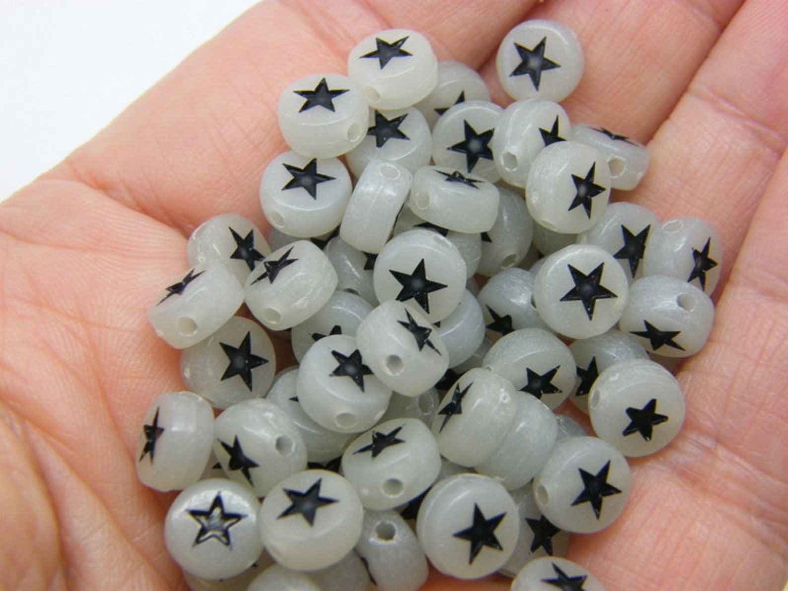 BULK 500 Glow in the dark star beads black acrylic AB421 Etsy