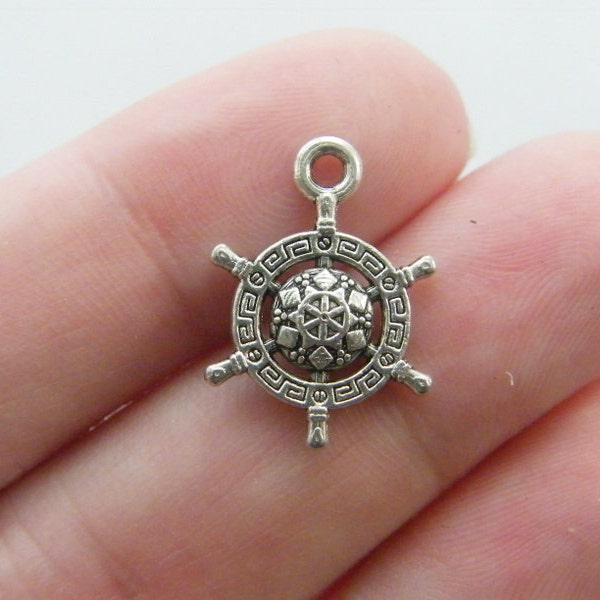 10 Helm charms ( double sided )19 x 13mm antique silver tone