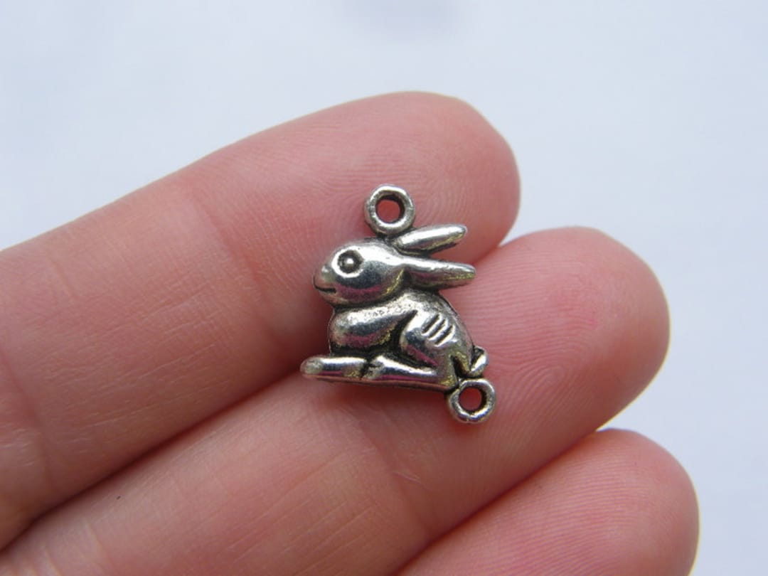 10 Rabbit Connector Charms Antique Silver Tone A979 Etsy