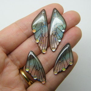 4 Butterfly insect wing set charms resin A976