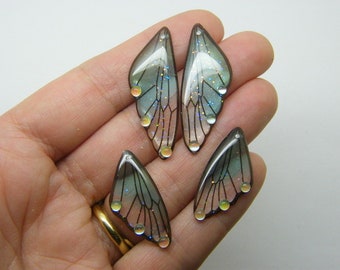 4 Butterfly insect wing set charms resin A976