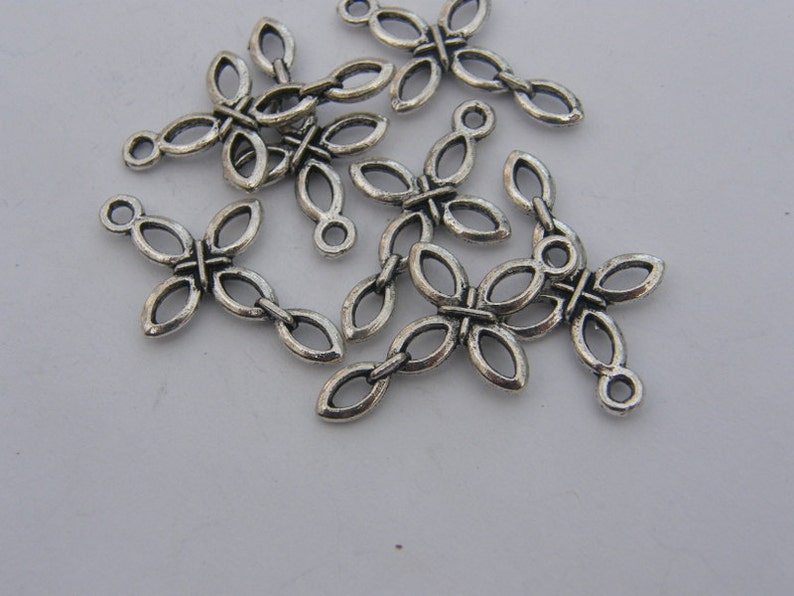 BULK 50 Cross charms antique silver tone C1