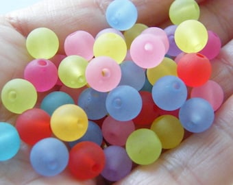 100 Beads frosted 8mm random mixed acrylic AB67