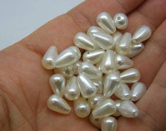 100 Teardrop beads silvery golden random pearl acrylic AB446