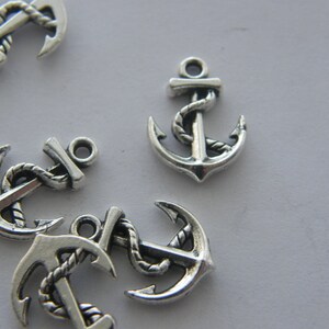 10 Anchor charms antique silver tone FF659 image 4