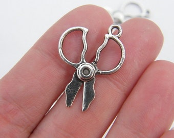 8 Pair of scissor charms antique silver tone P543