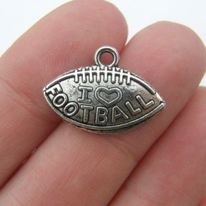 20 I love football charms antique silver tone SP17