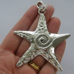 1 Starfish pendant antique silver tone BFM13 image 1