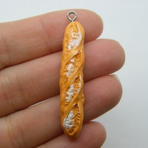 4 French bread baguette charms resin FD715