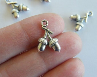 BULK 50 Acorn charms antique silver tone L164