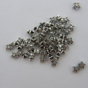 BULK 400 Star spacer beads 4mm antique silver tone S22 image 2