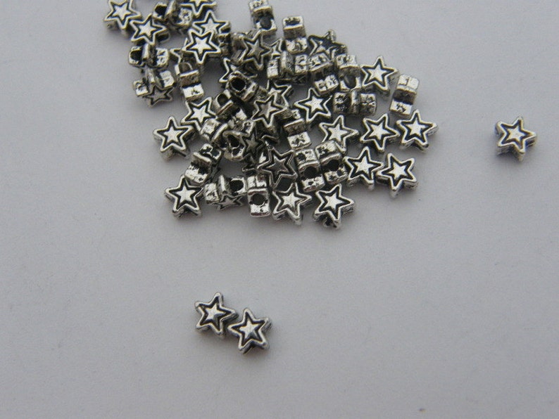 BULK 400 Star spacer beads 4mm antique silver tone S22 image 5