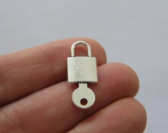 8 Lock and key charms antique silver tone K6
