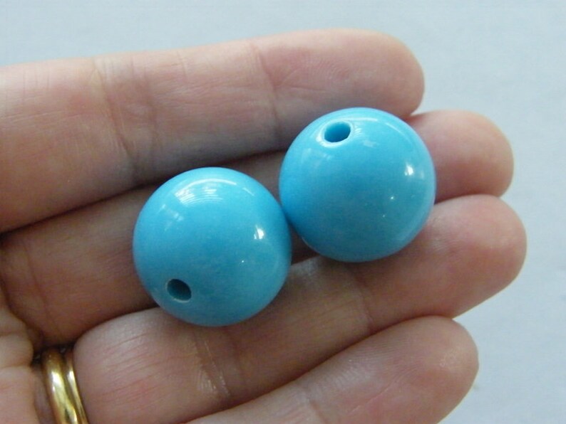 10 Blue 20mm bubblegum bead acrylic AB