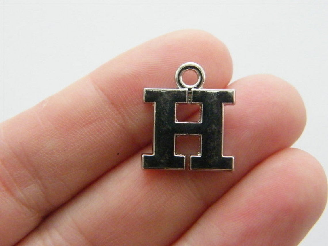 4 Letter H Greek Rhodium Plated M490 Etsy