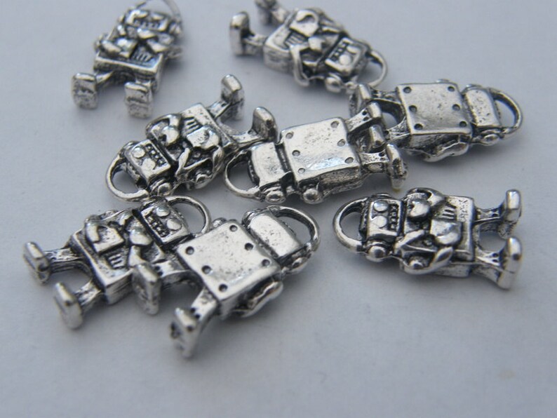 BULK 50 Robot charms antique silver tone P210