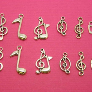 The Music Note Collection - 12 antique silver charms