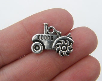 8 Tractor charms antique silver tone TT3