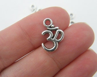 12 OM charms antique silver tone I7