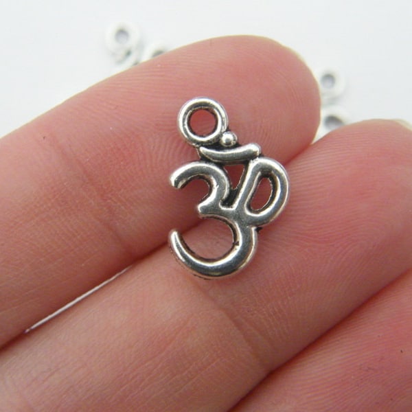 12 OM charms antique silver tone I7