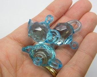 8 Blue teapot pendants transparent acrylic FD181