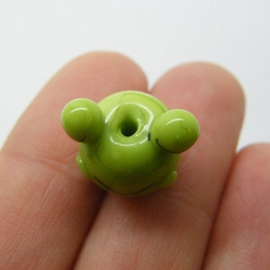 1 Frog bead handmade lamp work glass A1307 image 2