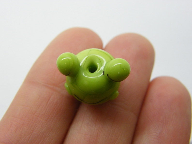 1 Frog bead handmade lamp work glass A1307 image 2