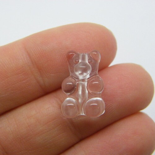 50 Teddy bear jelly sweet beads clear acrylic AB466