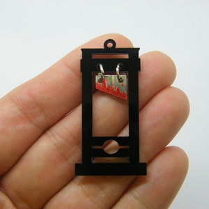 4 pendentifs guillotine acrylique noir G20